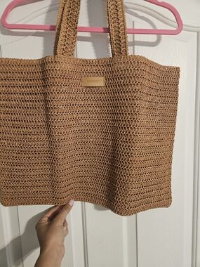 Burberry Textured Woven Tote Bag in Tan